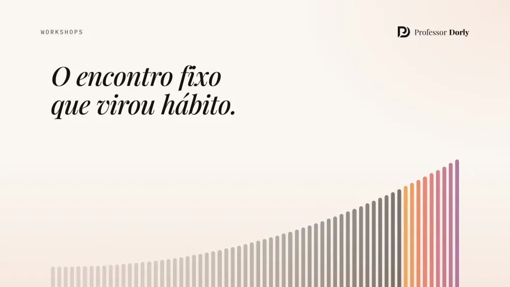 Sessenta e quatro traços que crescem da esquerda para a direita até acender na ponta, sob a frase O encontro fixo que virou hábito.